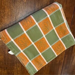 Embroidered Leaf Orange Green Tablecloth 60" x 84" rectangle